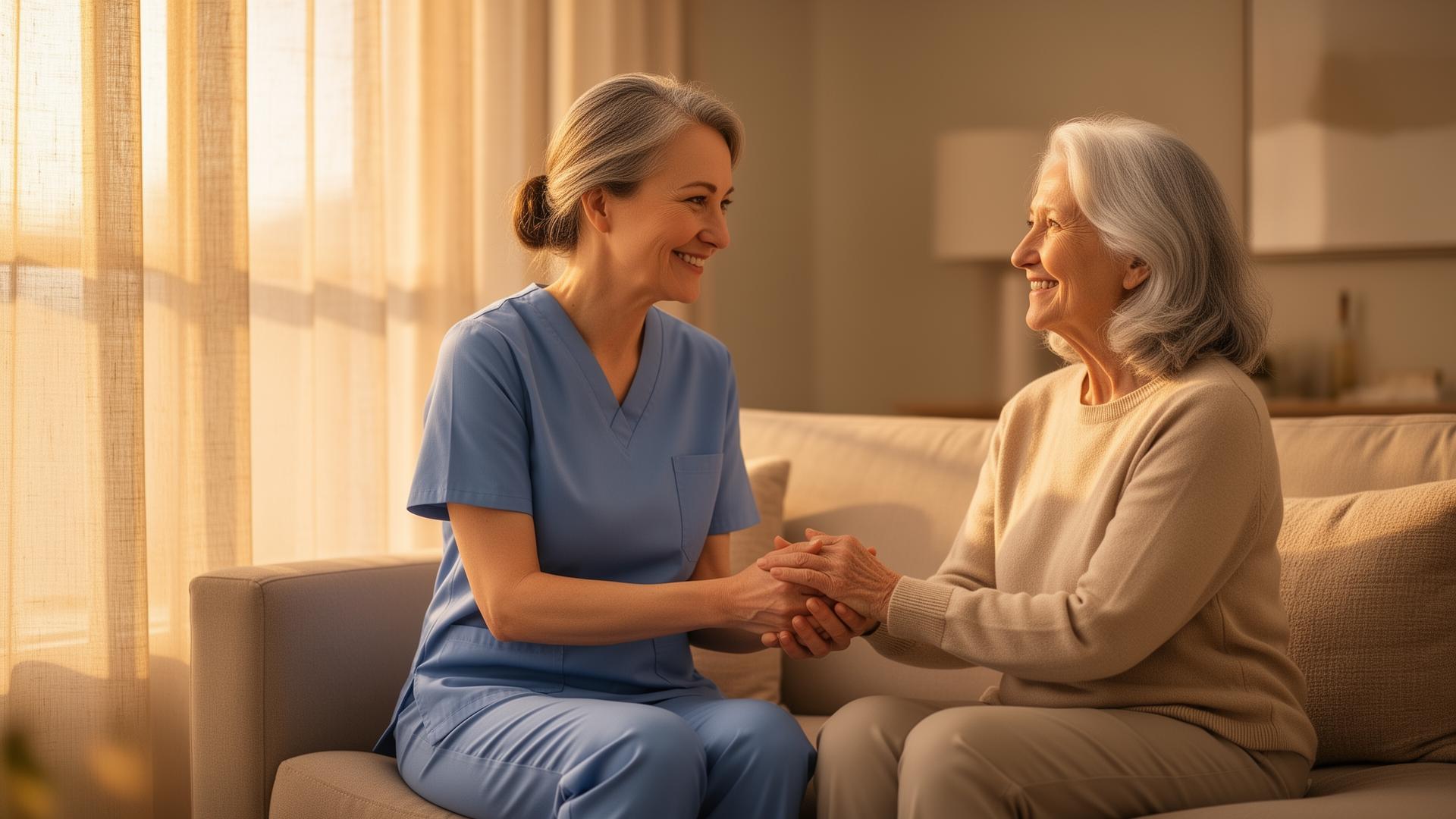 T Heaths Caregivers in-home senior caregiver assisting an elderly client in the Pacific Northwest